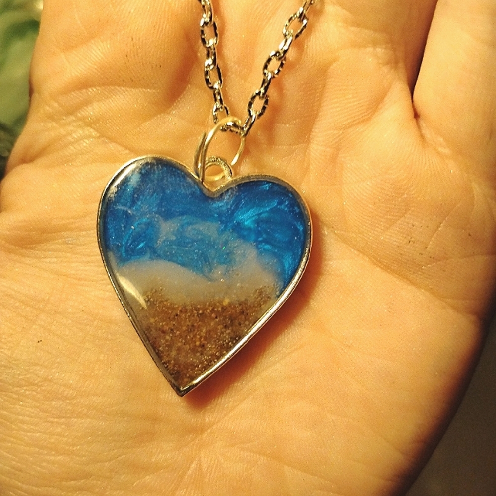 Heart-Shaped lake Michigan themed Necklace
